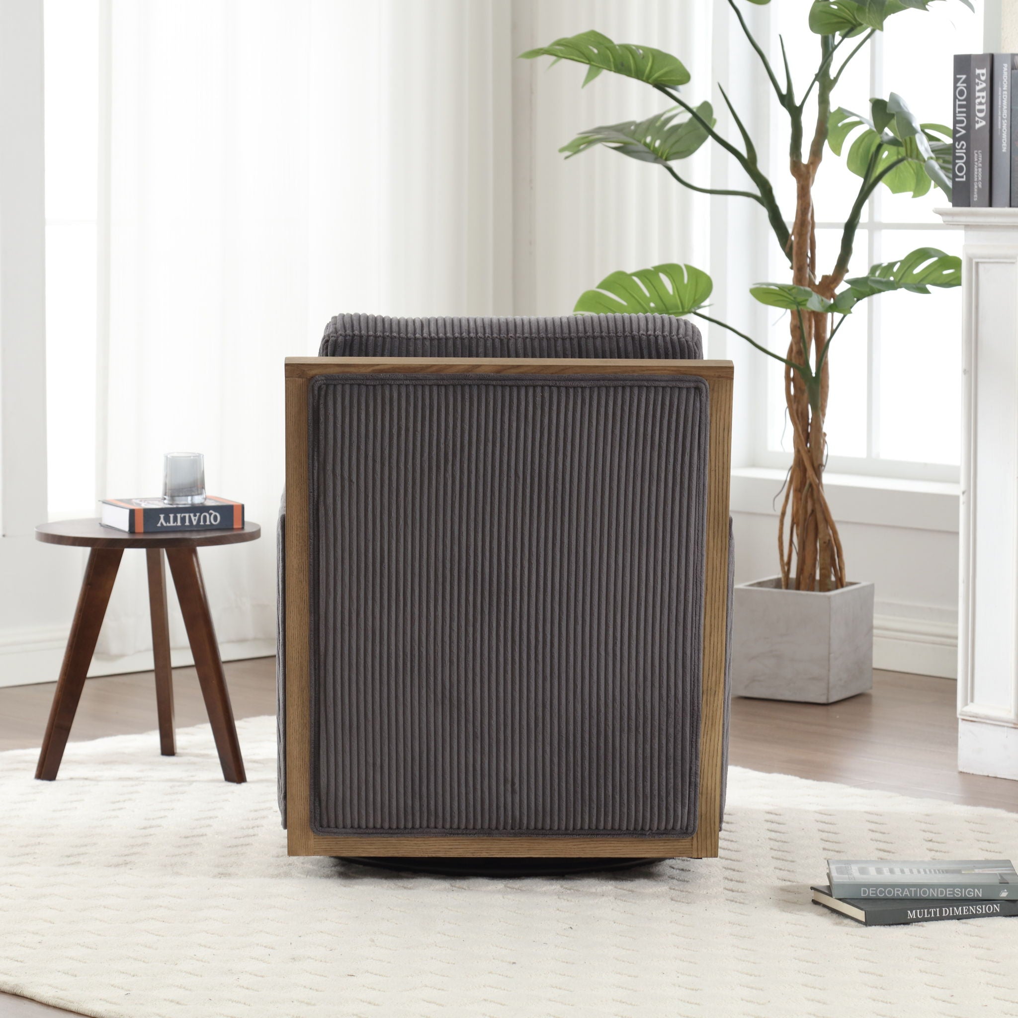 Comfy Accent Barrel Chair, 360 Degree Swivel