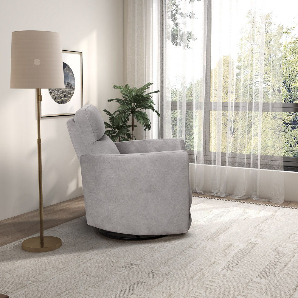 Lawson - Swivel Glider Suede Recliner Chair - Latte