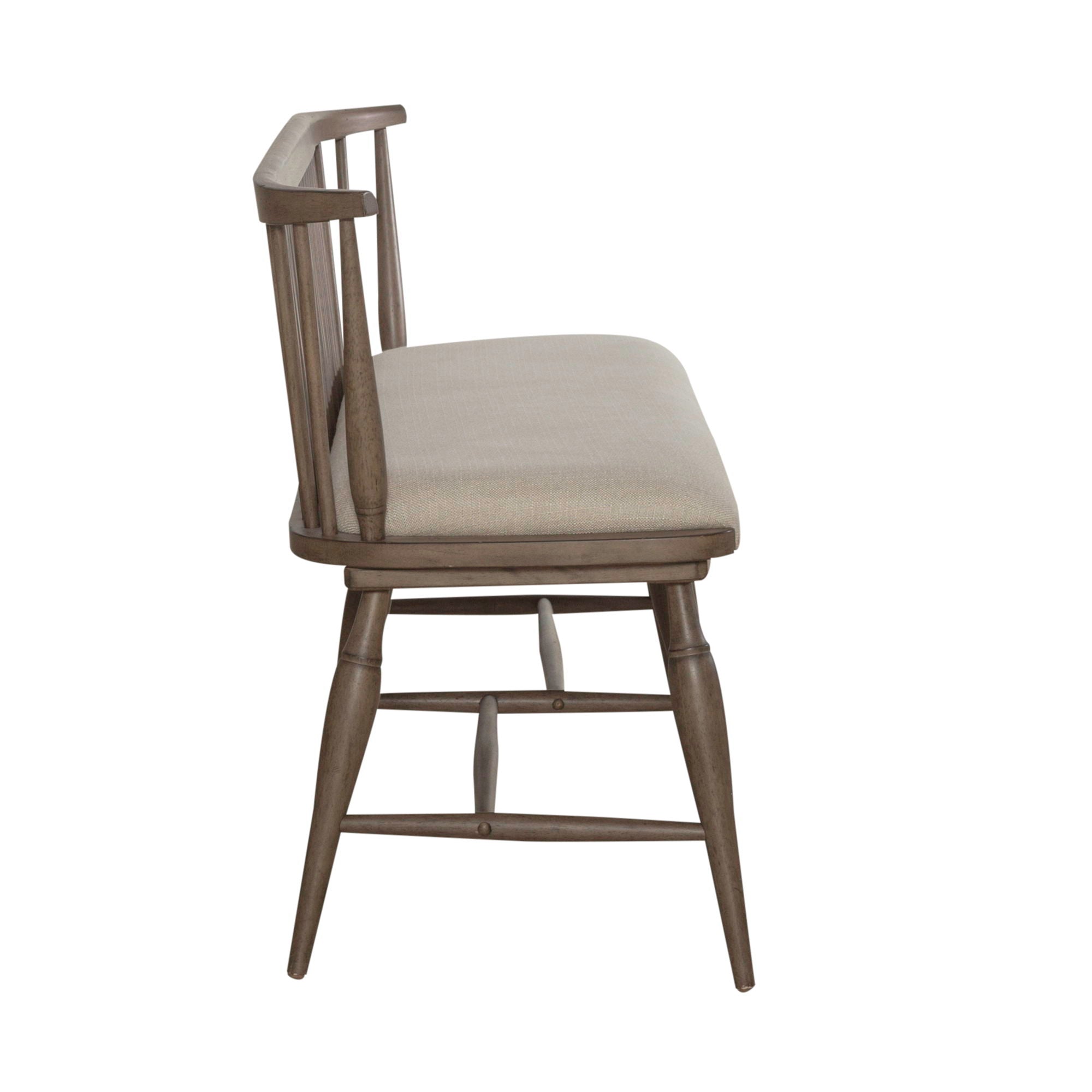 Liberty Furniture Americana Farmhouse - Upholstered Seat Windsor Bench (RTA) - Light Brown | Meri Furniture