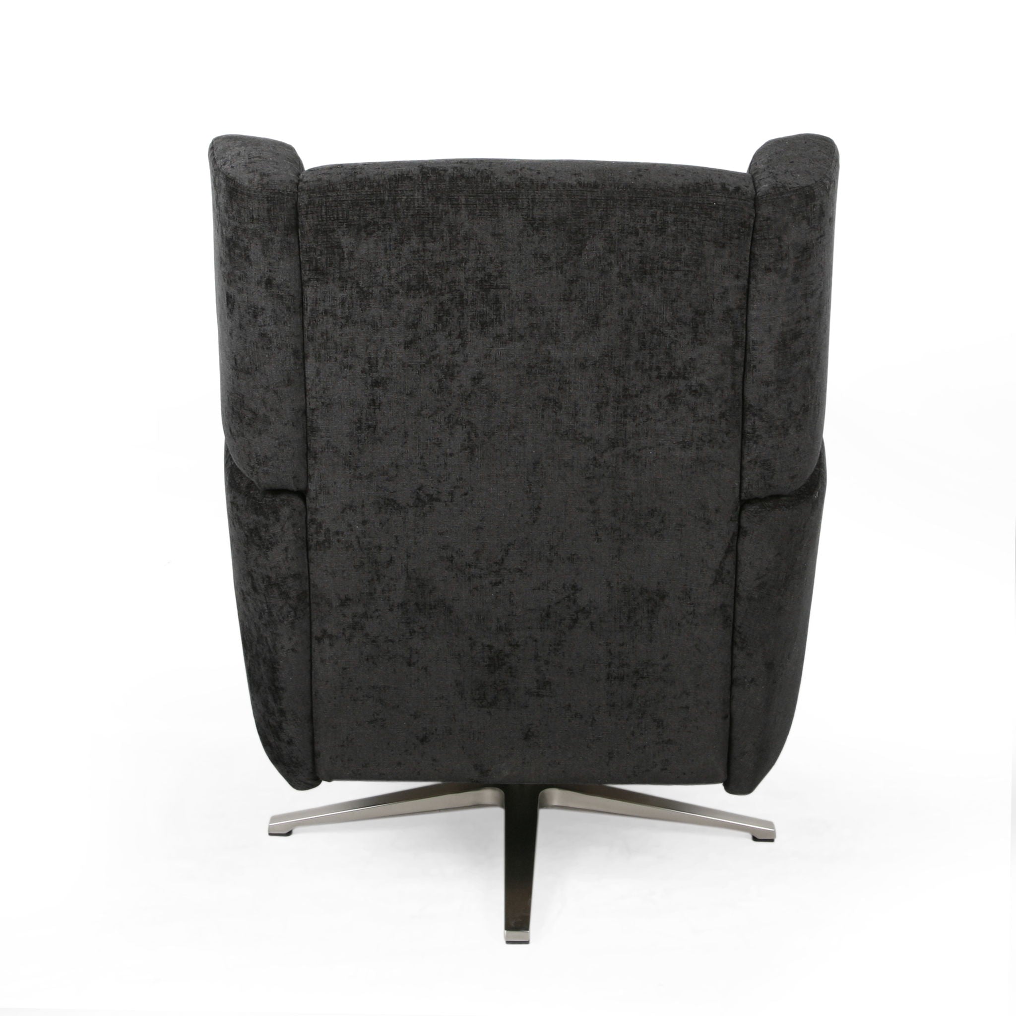 Contemporary Swivel Chair With Wingback Design - Black