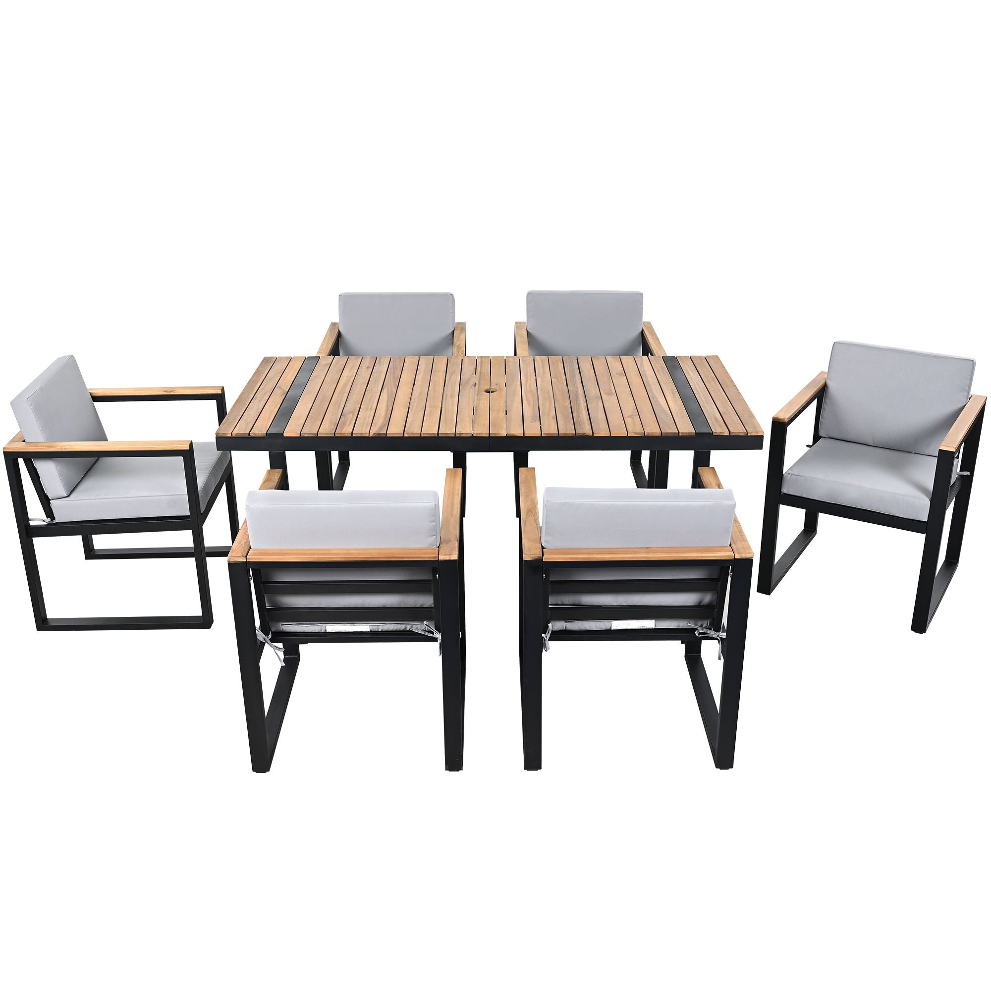 7 Pieces Outdoor Dining Set Patio Dining Table And Chair Set With And Removable Cushions For Patio