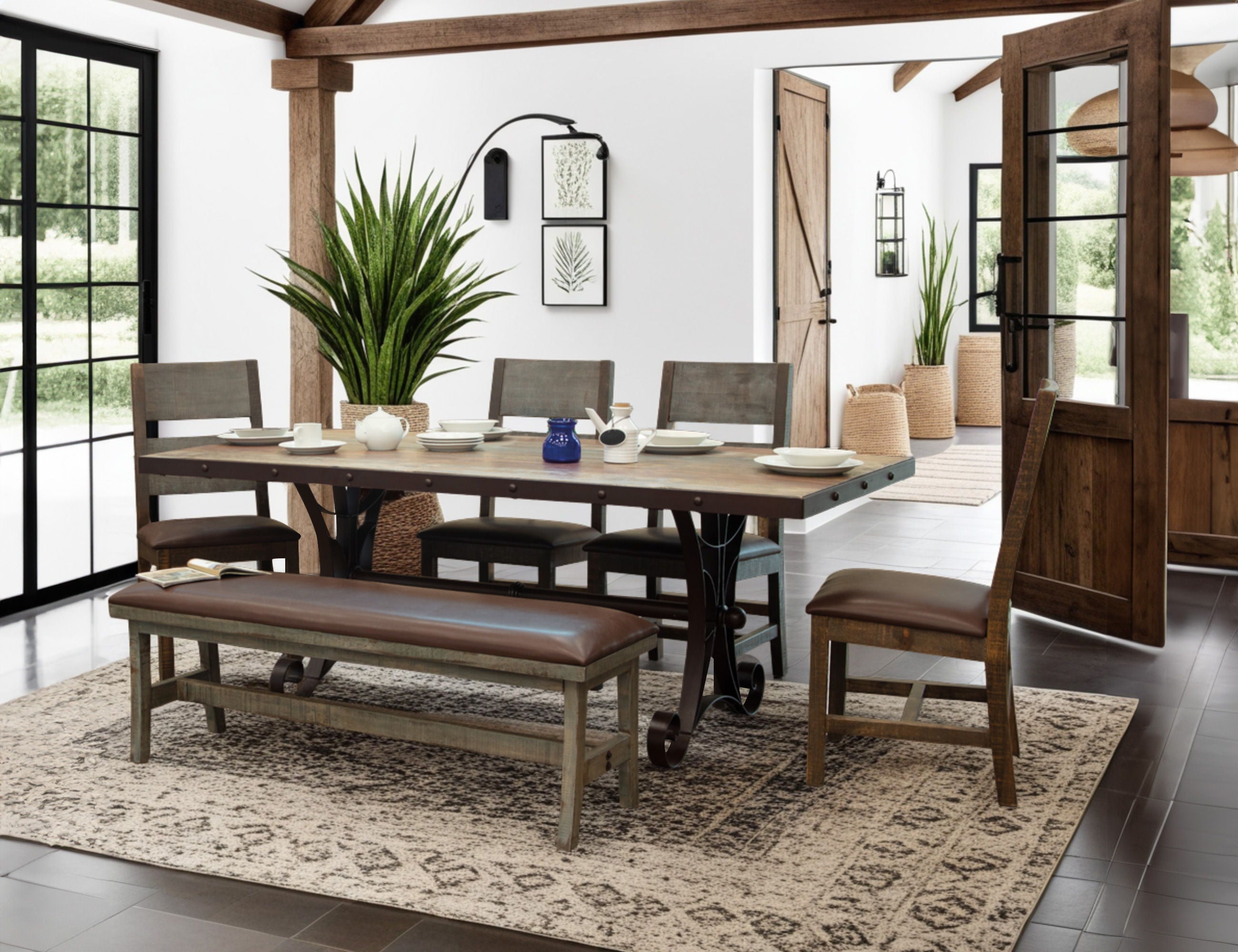 International Furniture Direct Antique - Bench - Multicolor | Meri Furniture