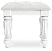 Kozlani - Vanity Upholstered Stool - White