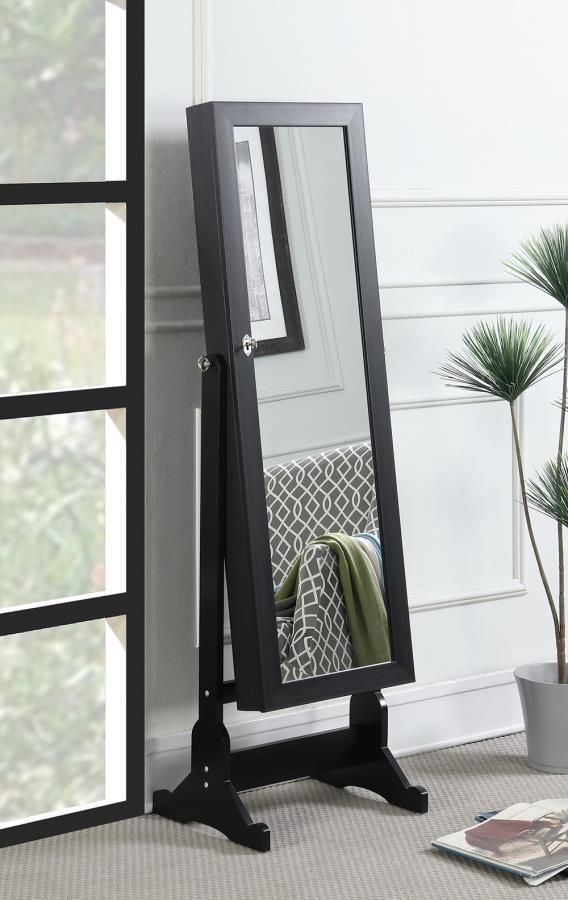 Coaster Fine Furniture Tutuola - Cheval Mirror With Jewelry Storage - Black | Meri Furniture