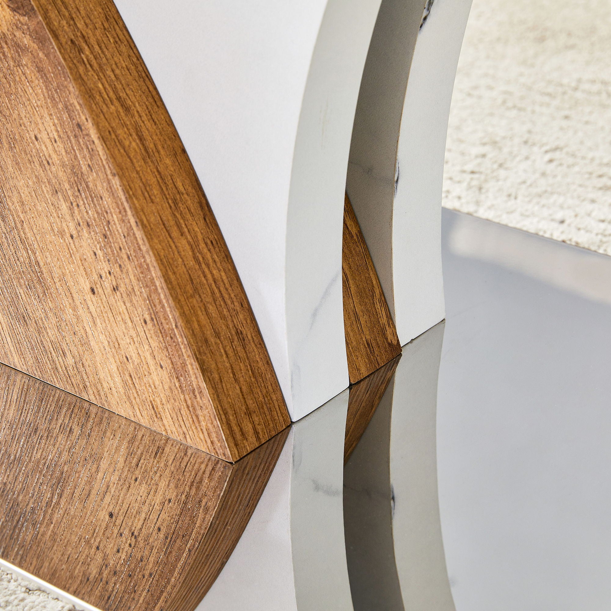 Artistic Rectangular Coffee Table With Tempered Glass Countertop