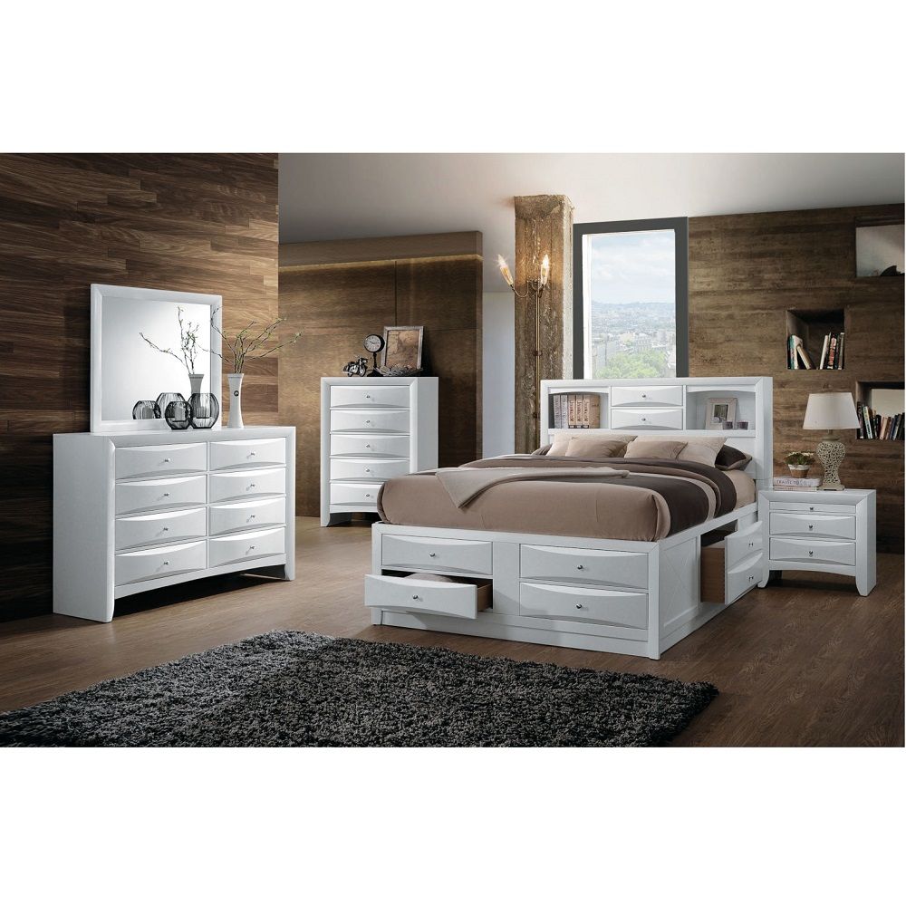 ACME The Ireland contemporary mirror is the perfect accent for your master bedroom. The Ireland collection features contemporary feel and the mirror helps to make small areas appear larger and more brightly lit. | Meri Furniture