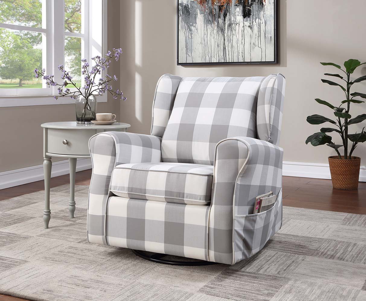 ACME Patli - Swivel Chair - Gray Fabric | Meri Furniture