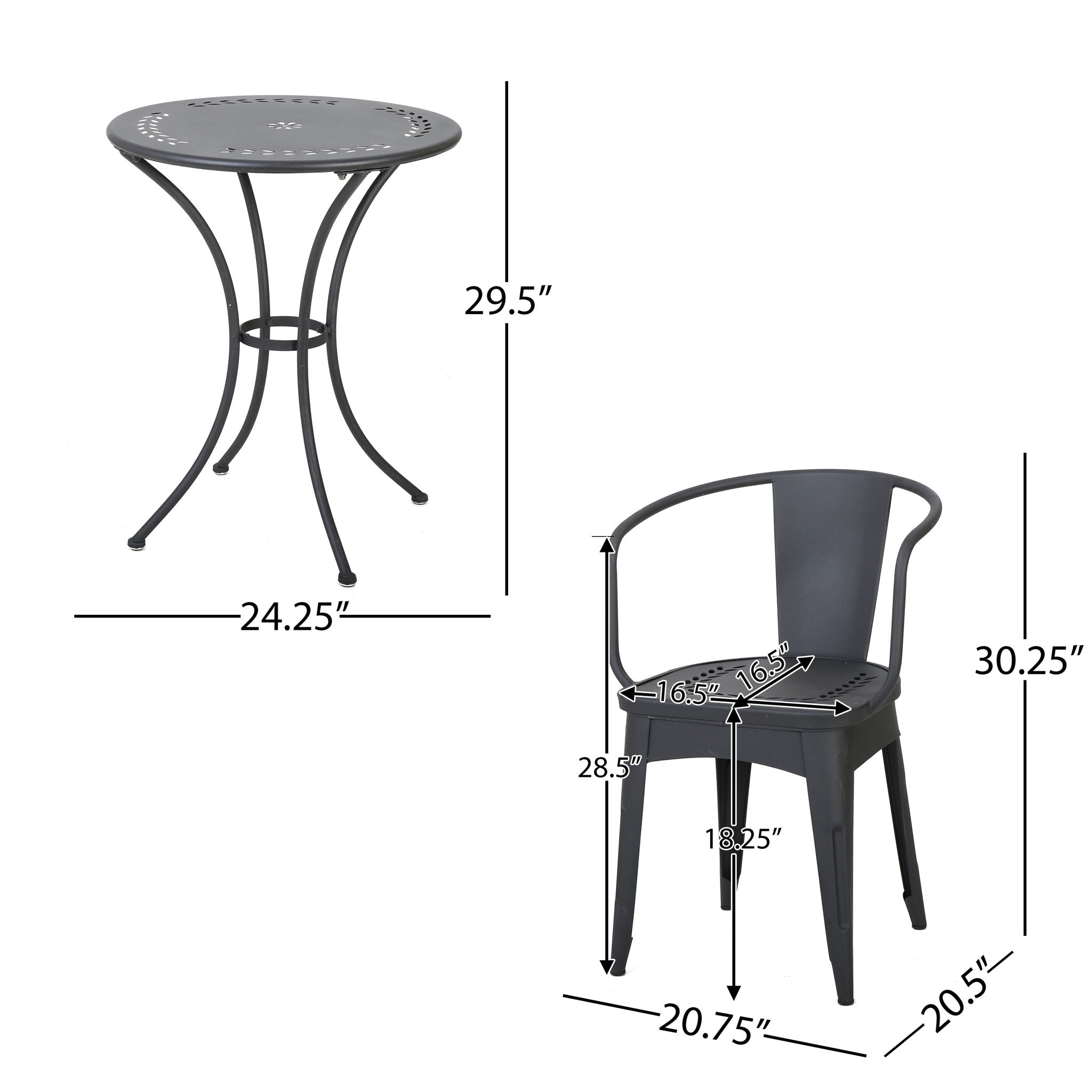 Ambrosia - 3 Piece Bistro Set With Leaf Motifs Top And Seat