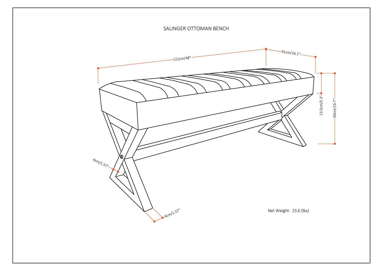 Salinger - Large Upholstered Ottoman Bench