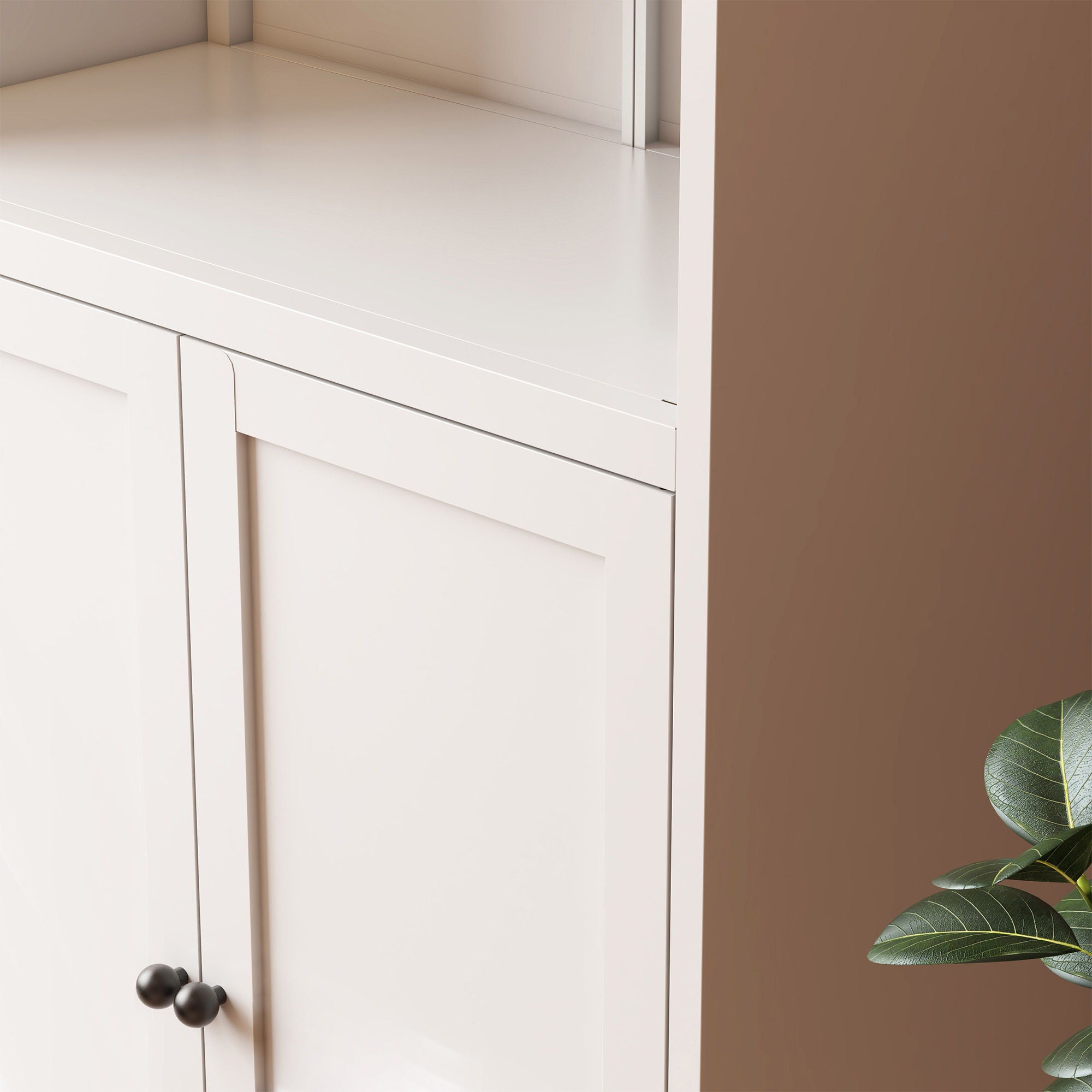 Kitchen Pantry Cabinet Tall Storage With Adjustable Shelves, Heavy Duty Stainless Steel Frame - White