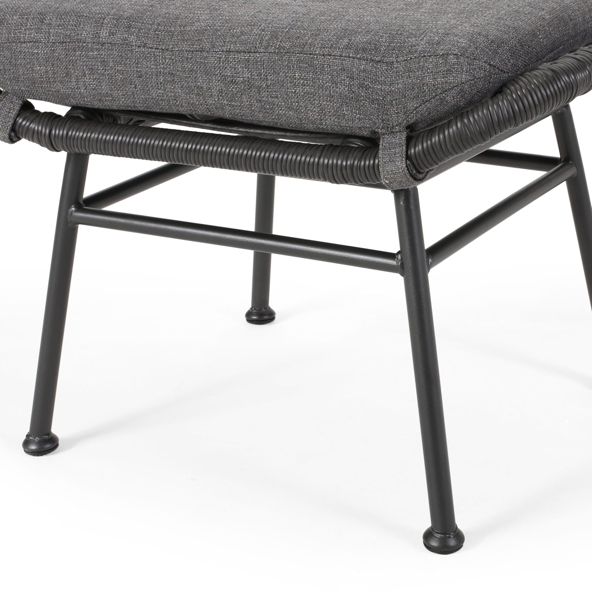 Outdoor Modern Boho Wicker Ottoman With Cushions (Set of 2)