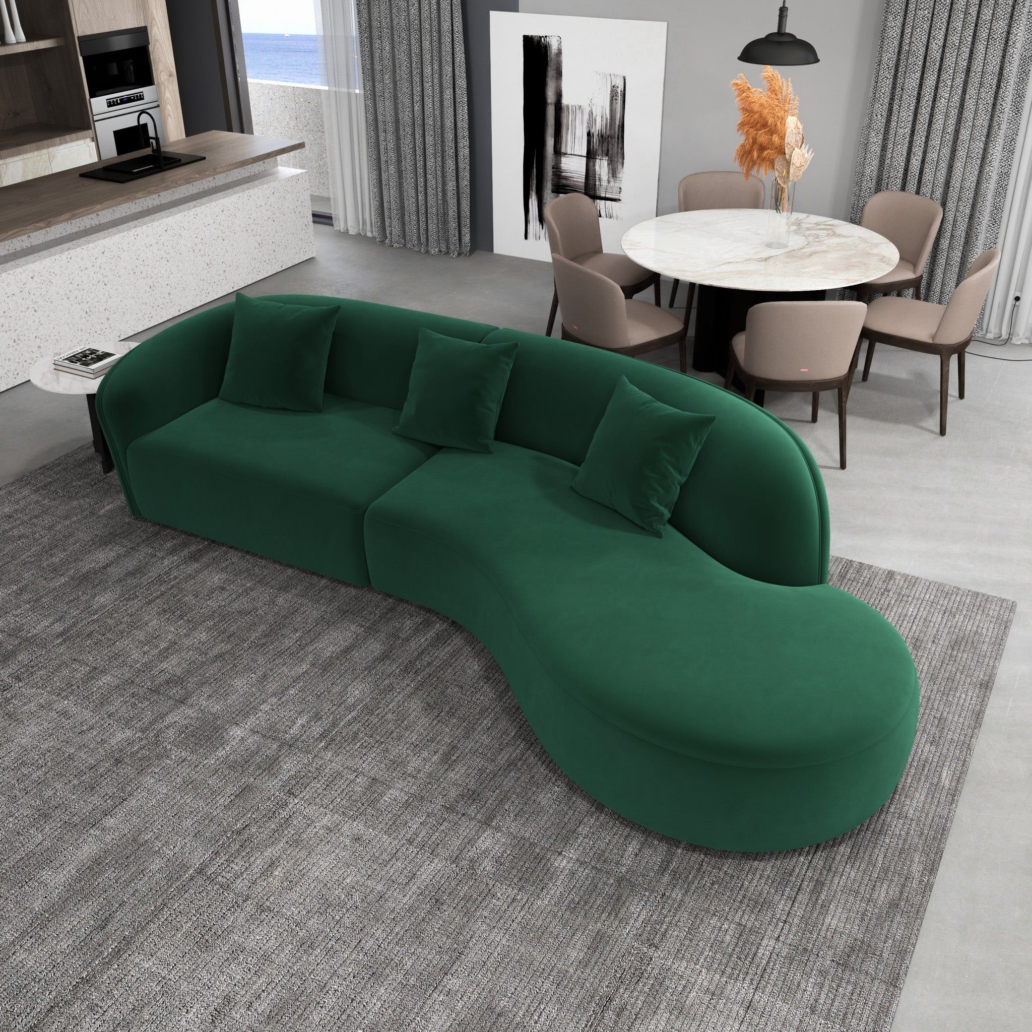 Elijah - Japandi Style Curvy Sectional Sofa
