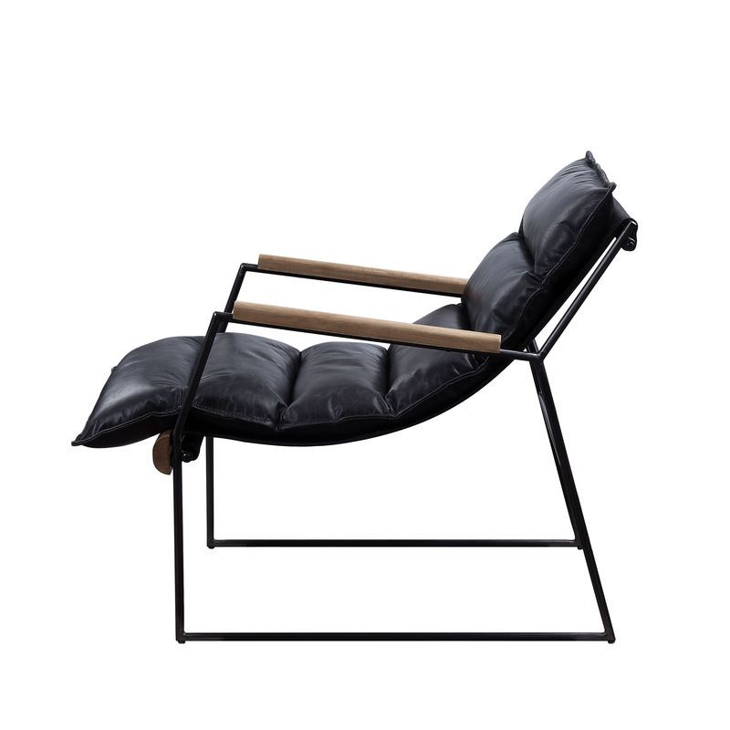 ACME Luberzo - Accent Chair - Distress Espresso Top Grain Leather & Matt Iron Finish | Meri Furniture