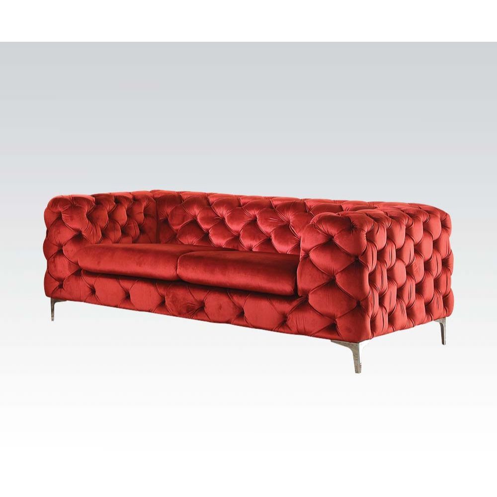 ACME Adam - Loveseat - Red Velvet | Meri Furniture