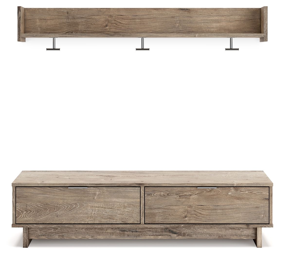 Signature Design by Ashley® Oliah - Natural - Bench With Coat Rack | Meri Furniture