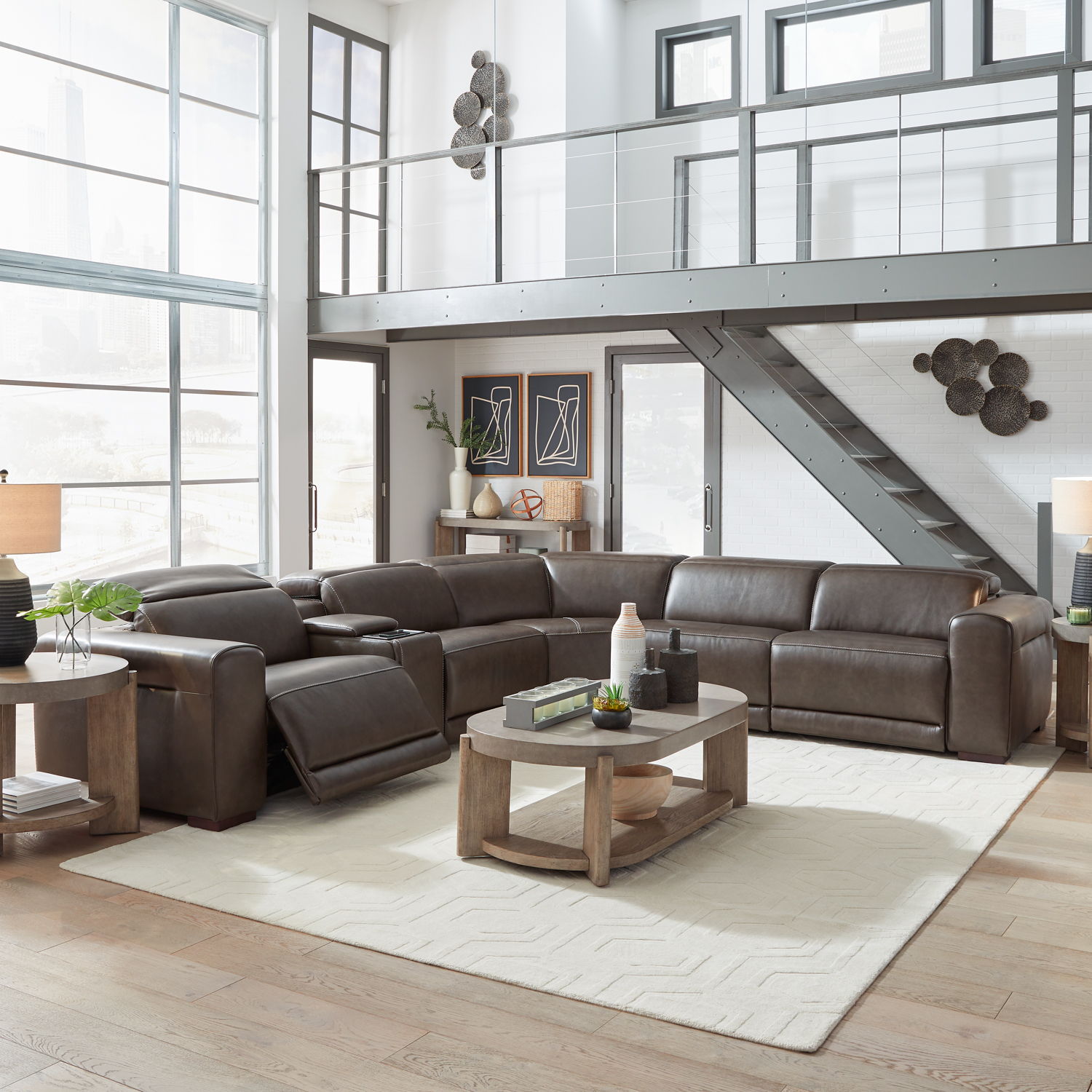 Liberty Furniture Deacon - 6 Piece Sectional - Boston Charcoal Leather | Meri Furniture