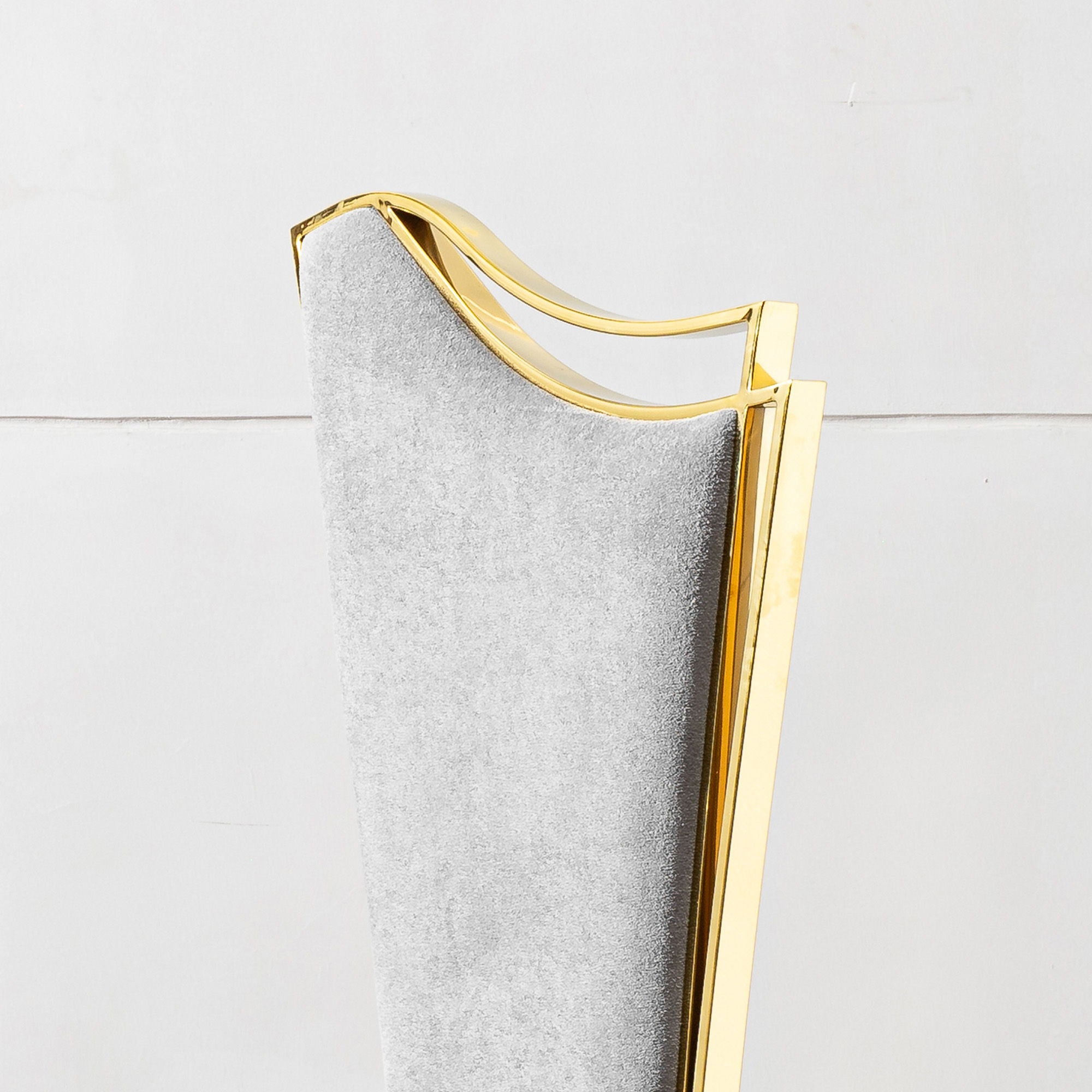 Gorgeous Streamlined High Back Fabric Stainless Steel Dining Chair (Set of 2) - Gold / Gray