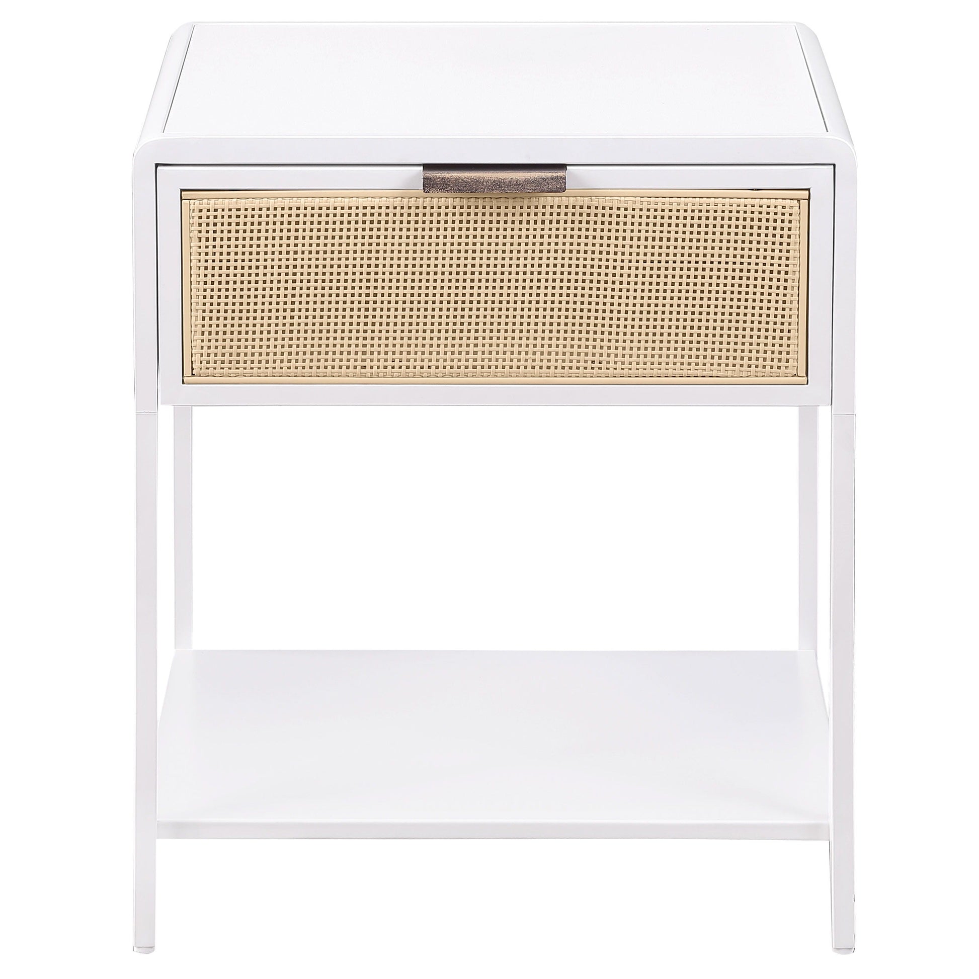 Coaster Fine Furniture Amherst - 1-Drawer Radio Weave Rattan Metal Side Table | Meri Furniture