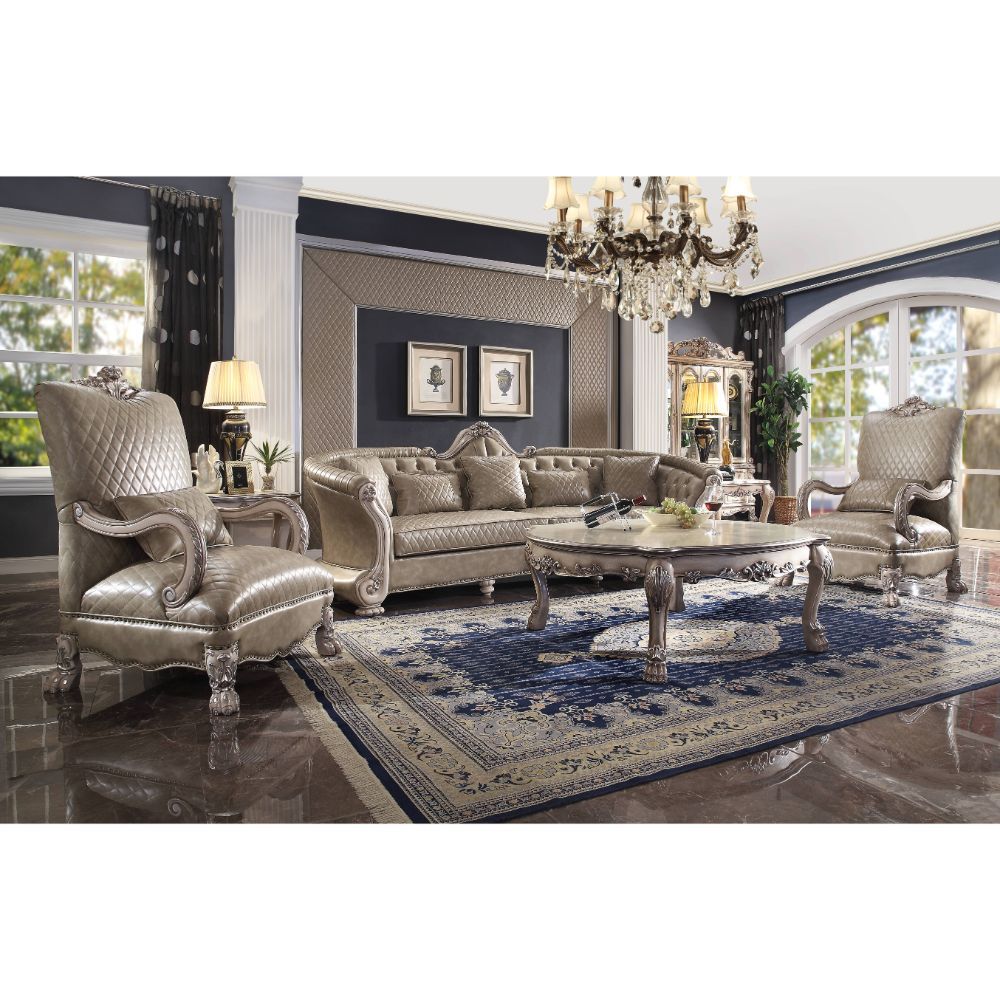 ACME Dresden - Sofa - Bone PU & Gold Patina | Meri Furniture