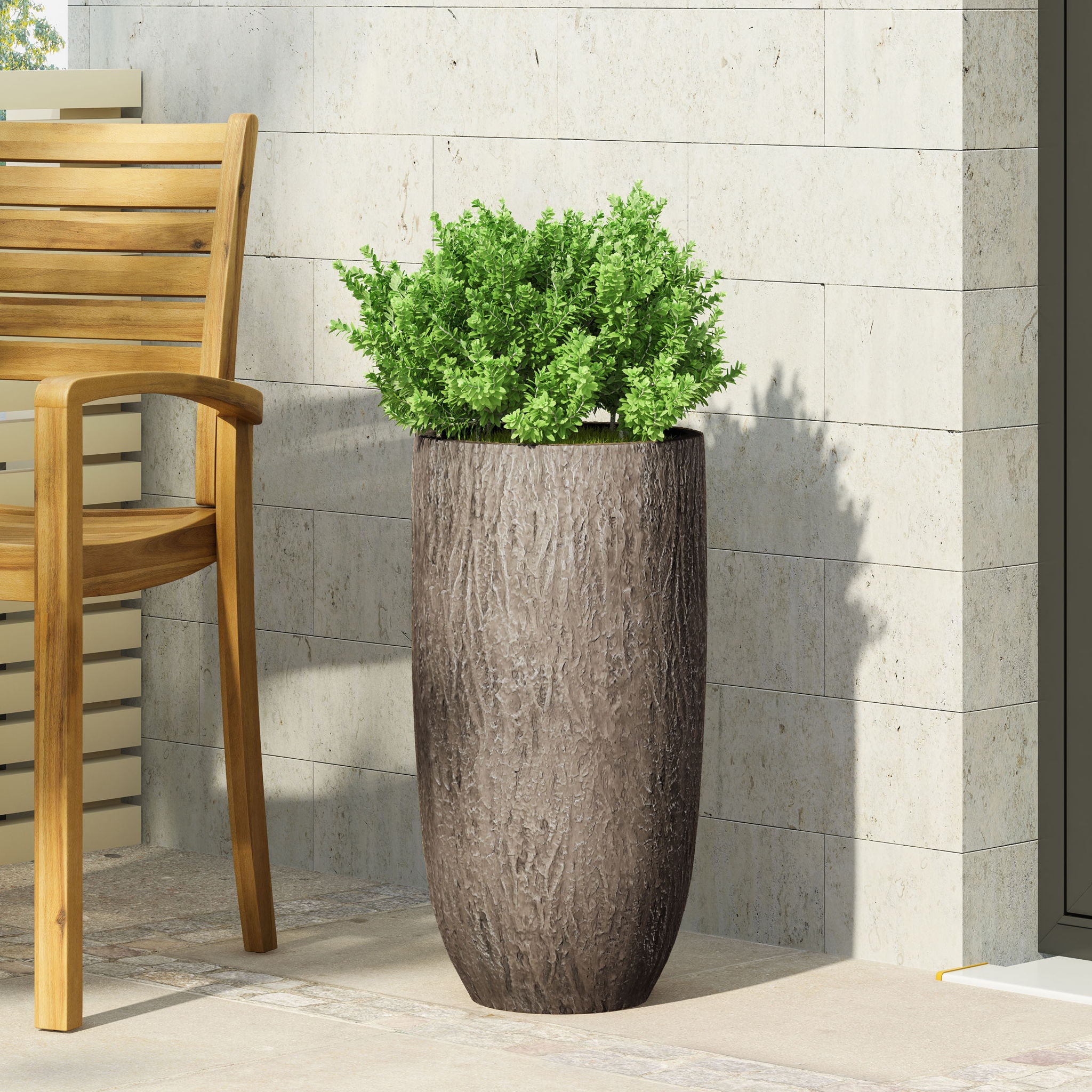 Magnesium Oxide Planter For Outdoor Use - Natural Wood
