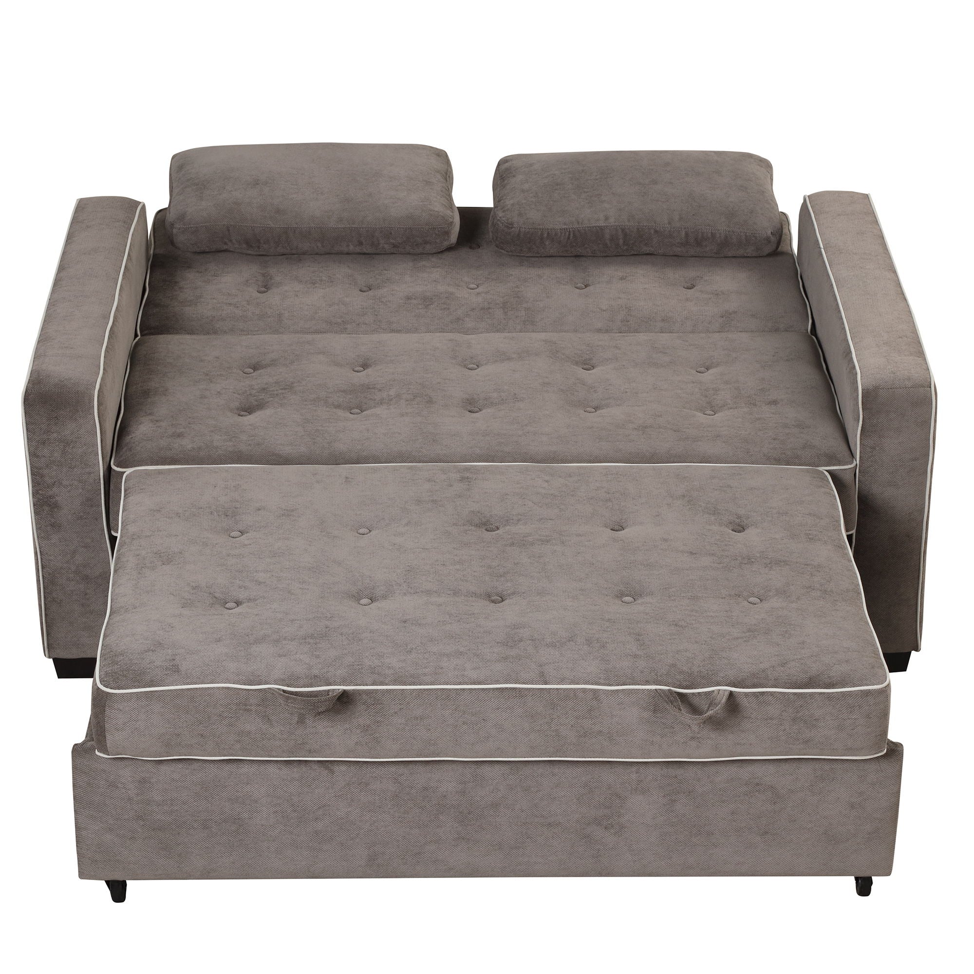 Upholstered Sleeper Bed Sofa With Dual USB Charging, Adjustable Backrest