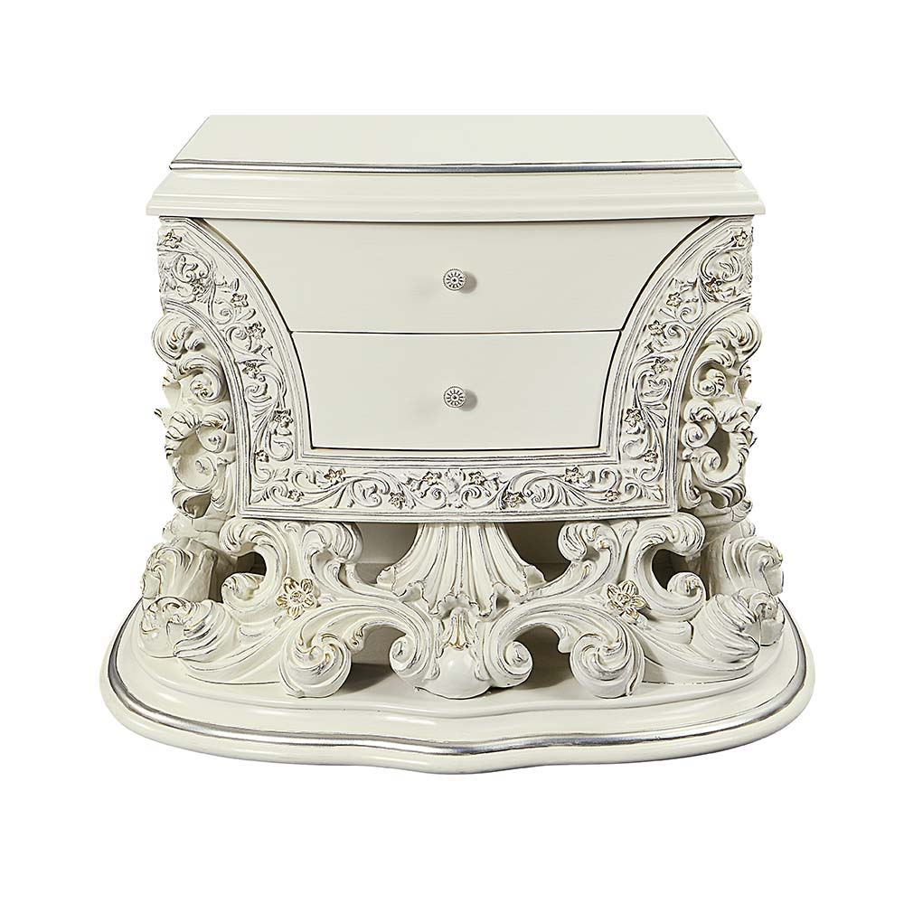ACME Adara - Nightstand - Antique White Finish | Meri Furniture