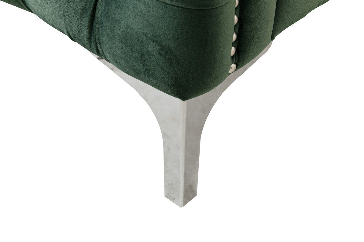 Bayberry 34"W Green Velvet Chair with 1 Pillow