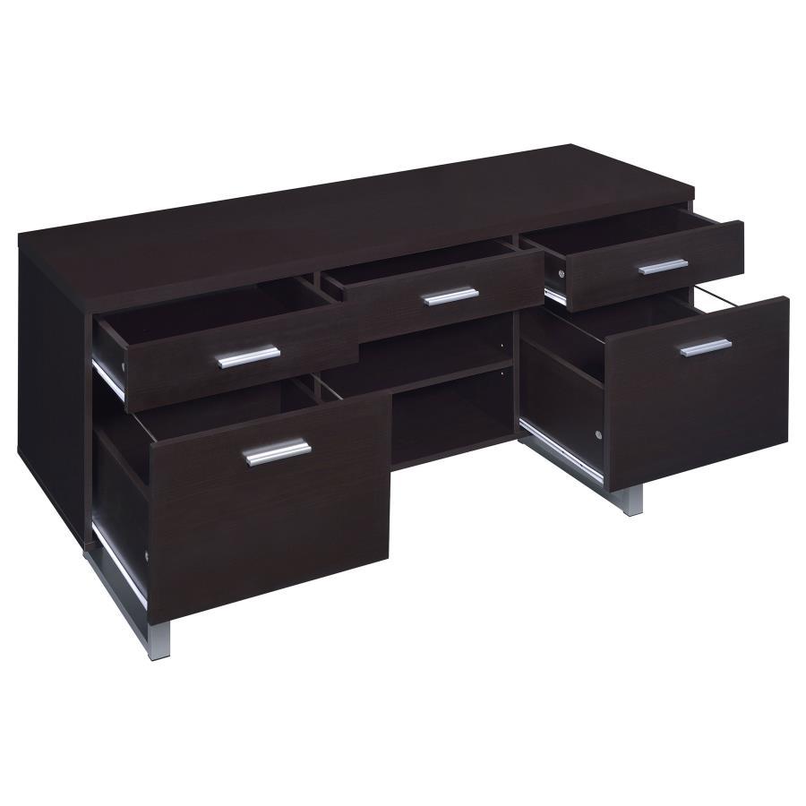 Coaster Fine Furniture Lawtey - 5-Drawer Home Office Storage Credenza - Cappuccino | Meri Furniture