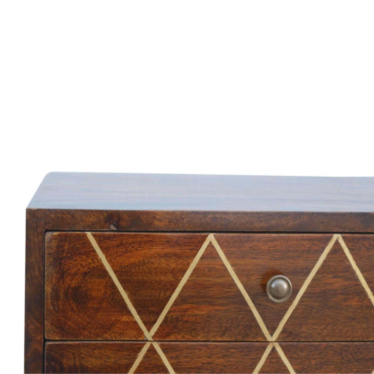 Inlay - Geo Brass Bedside Table - Chestnut