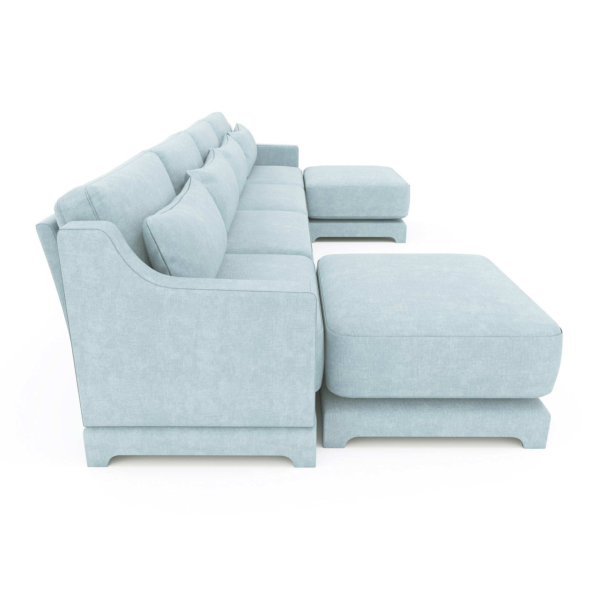 Stylish Sofa With Ottoman And Lumbar Pillows, Ergonomic Design
