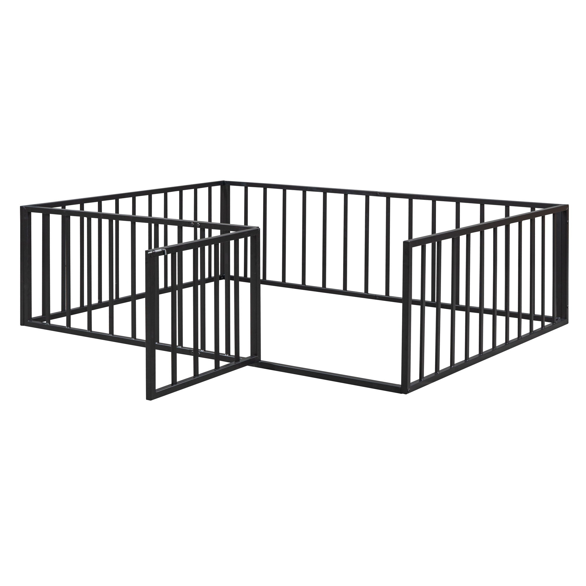 Metal Floor Bed Frame With Fence And Door