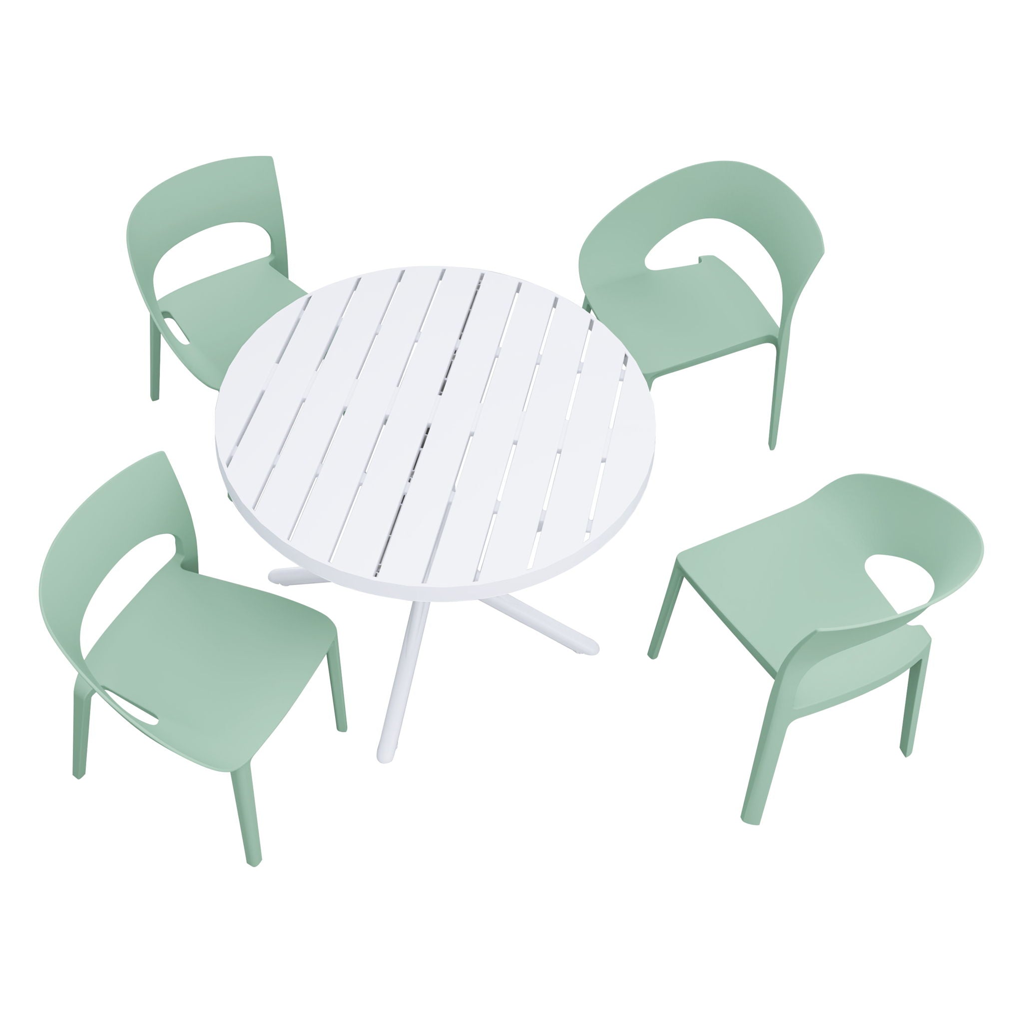 4 Piece Set Of Modern Designed Single Chairs With Round Table