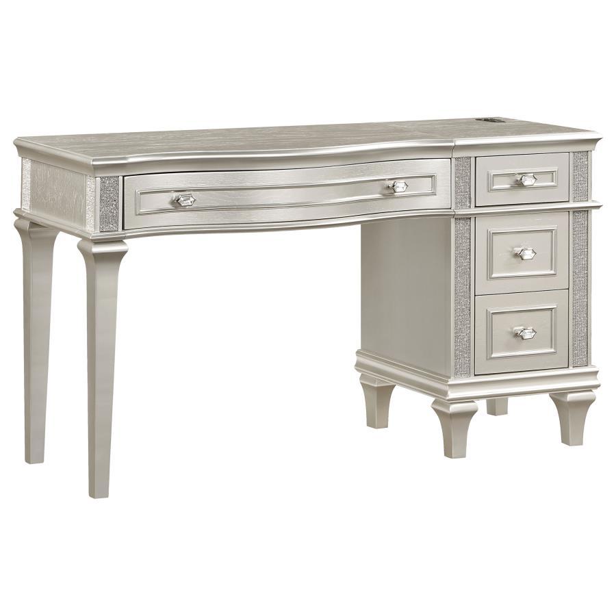 Coaster Fine Furniture Evangeline - 4-Drawer Vanity Desk Makeup Table - Silver Oak | Meri Furniture