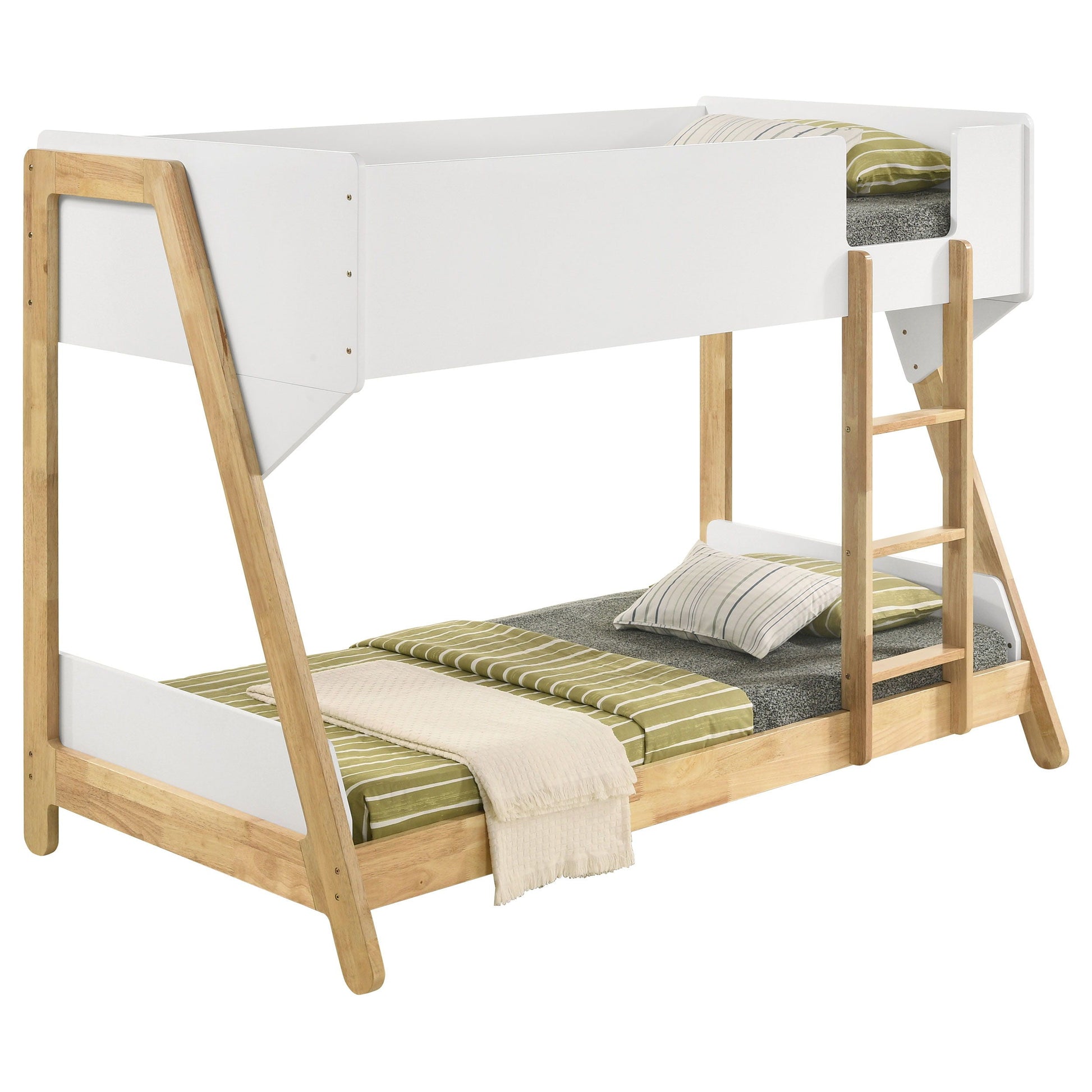 Coaster Fine Furniture Wyatt - Wood Twin Over Twin Bunk Bed - White And Natural | Meri Furniture