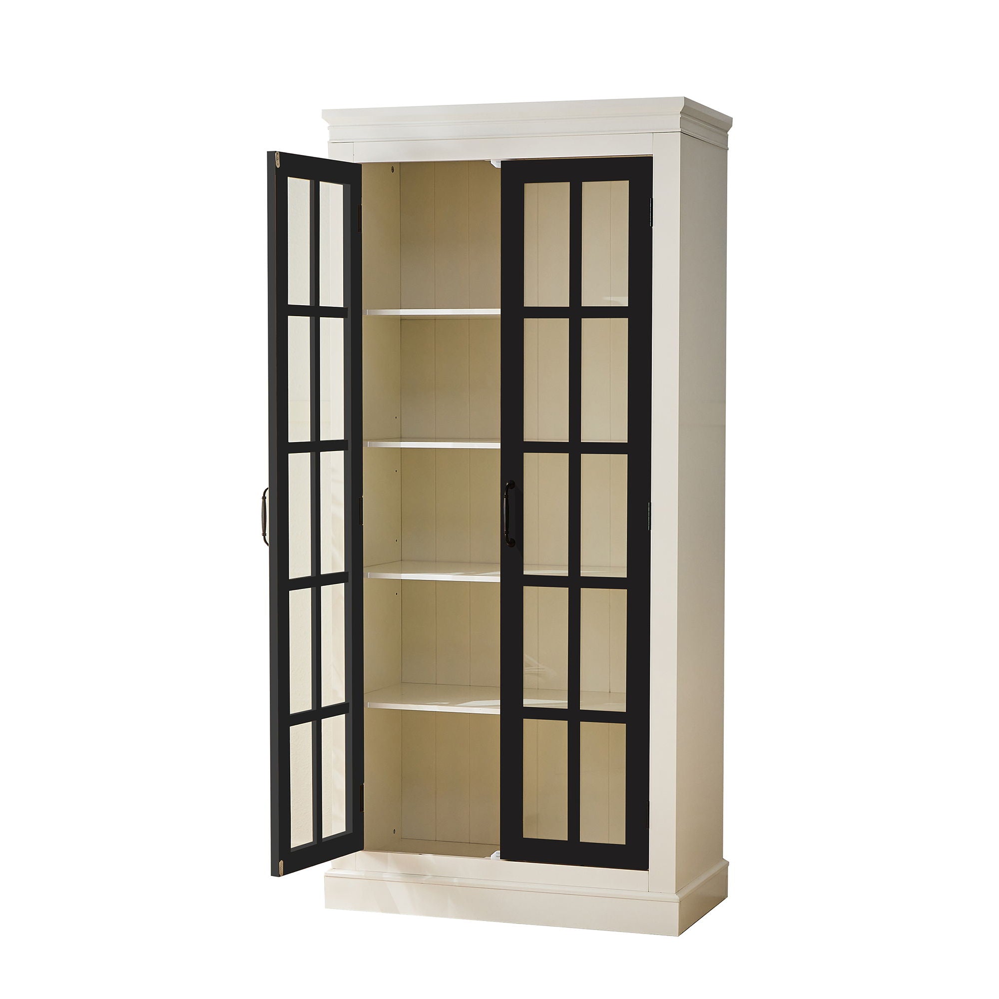 Rustic Style Display Cabinet With Glass Doors For Collectibles