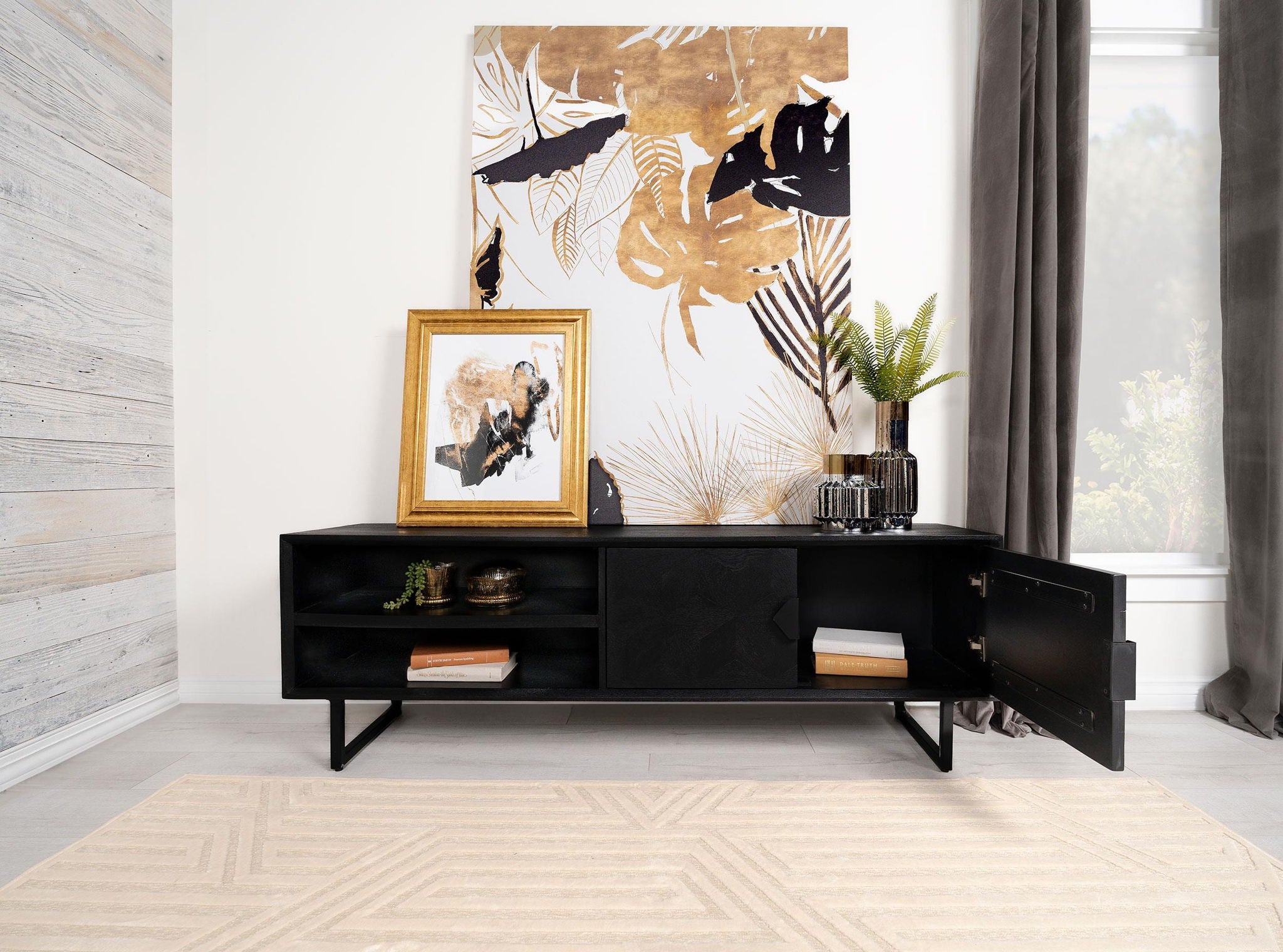 Marsden 2-door Mango Wood 70-inch TV Stand Charcoal Black