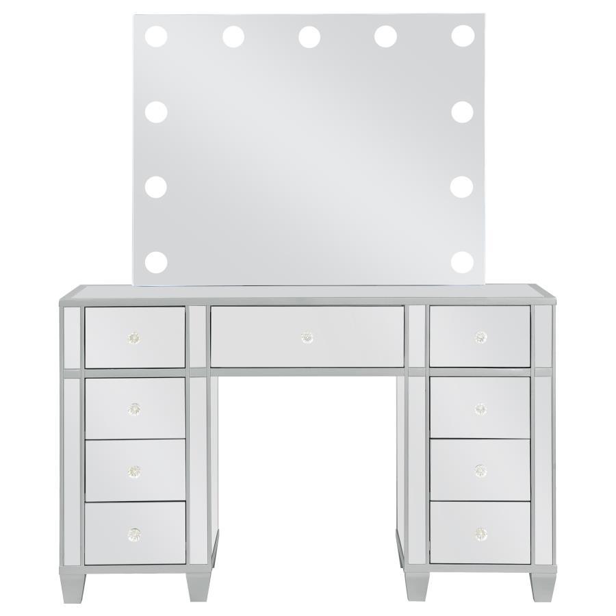 Coaster Fine Furniture Allora - 9-Drawer Vanity Set With Lighting - Metallic Silver | Meri Furniture
