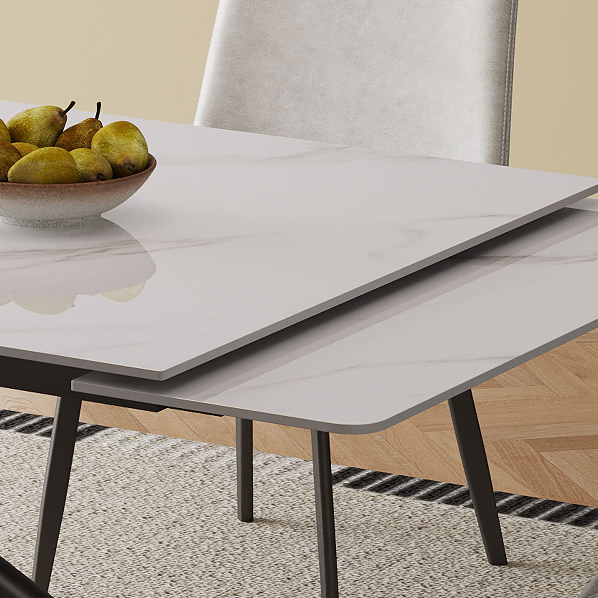 Modern Retractable Sintered Stone Dining Table