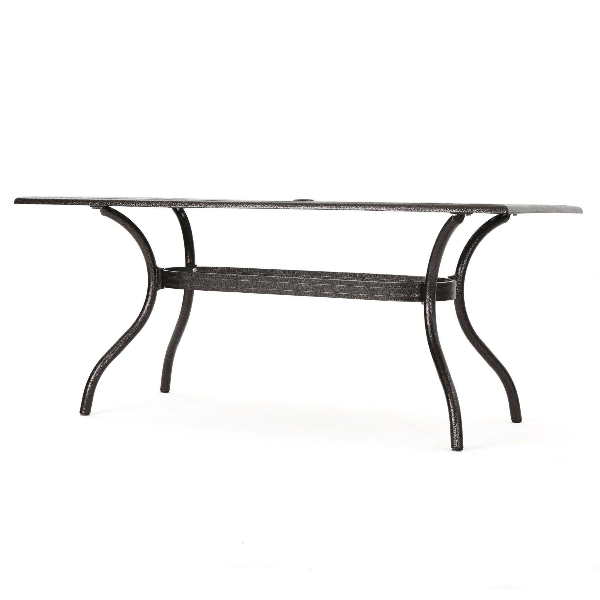 Celestine - Outdoor Cast Aluminum Dining Table With Floral Lattice Design And Umbrella Holder