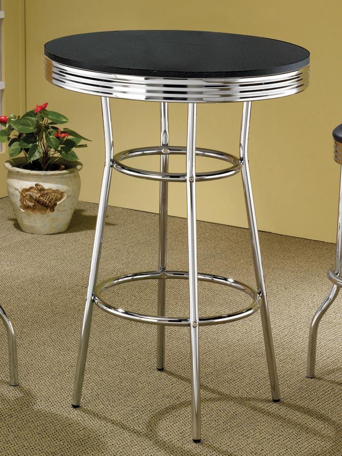 Coaster Fine Furniture Retro - Round 30" 1950's Bistro Pub Height Bar Table | Meri Furniture