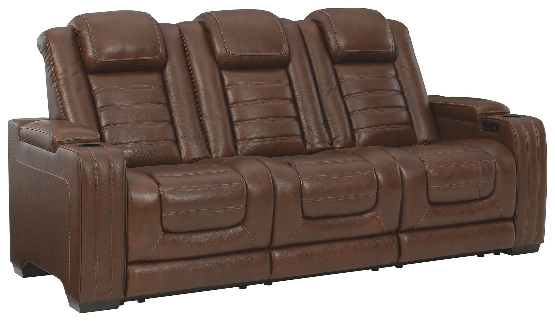 Ashley Furniture Backtrack - Chocolate - Pwr Rec Sofa With Adj Headrest | Meri Furniture
