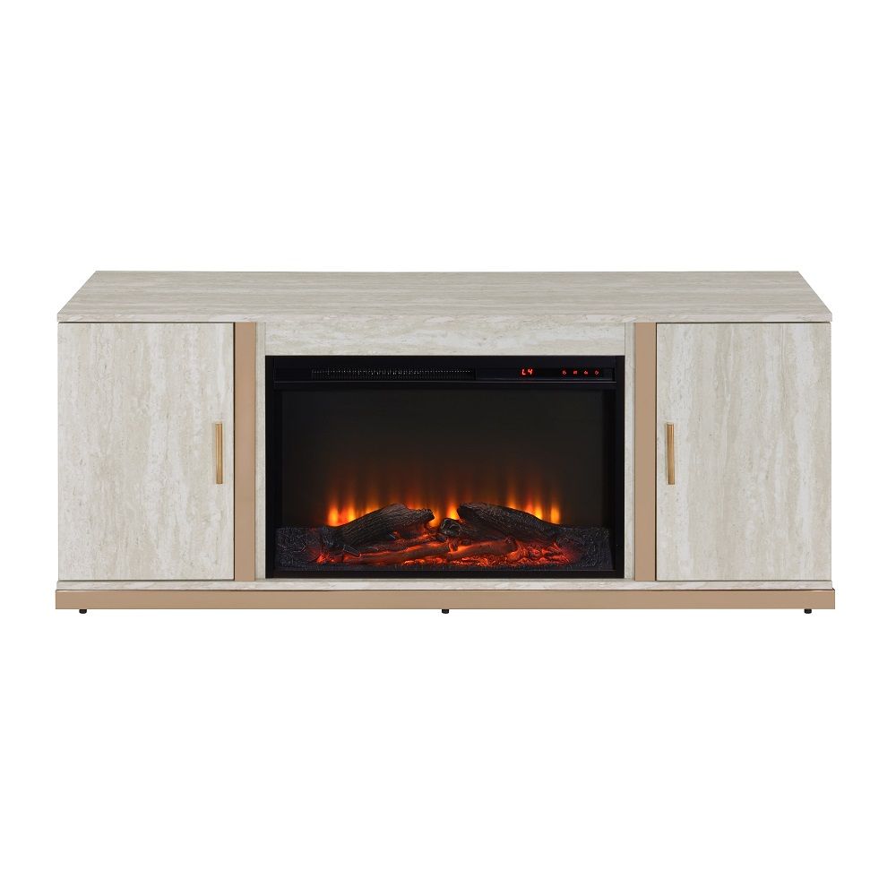 ACME Vanna - Console Cabinet With Fireplace - White | Meri Furniture