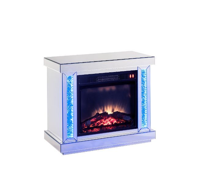 ACME Noralie - Fireplace - Led, Mirrored & Faux Diamonds | Meri Furniture