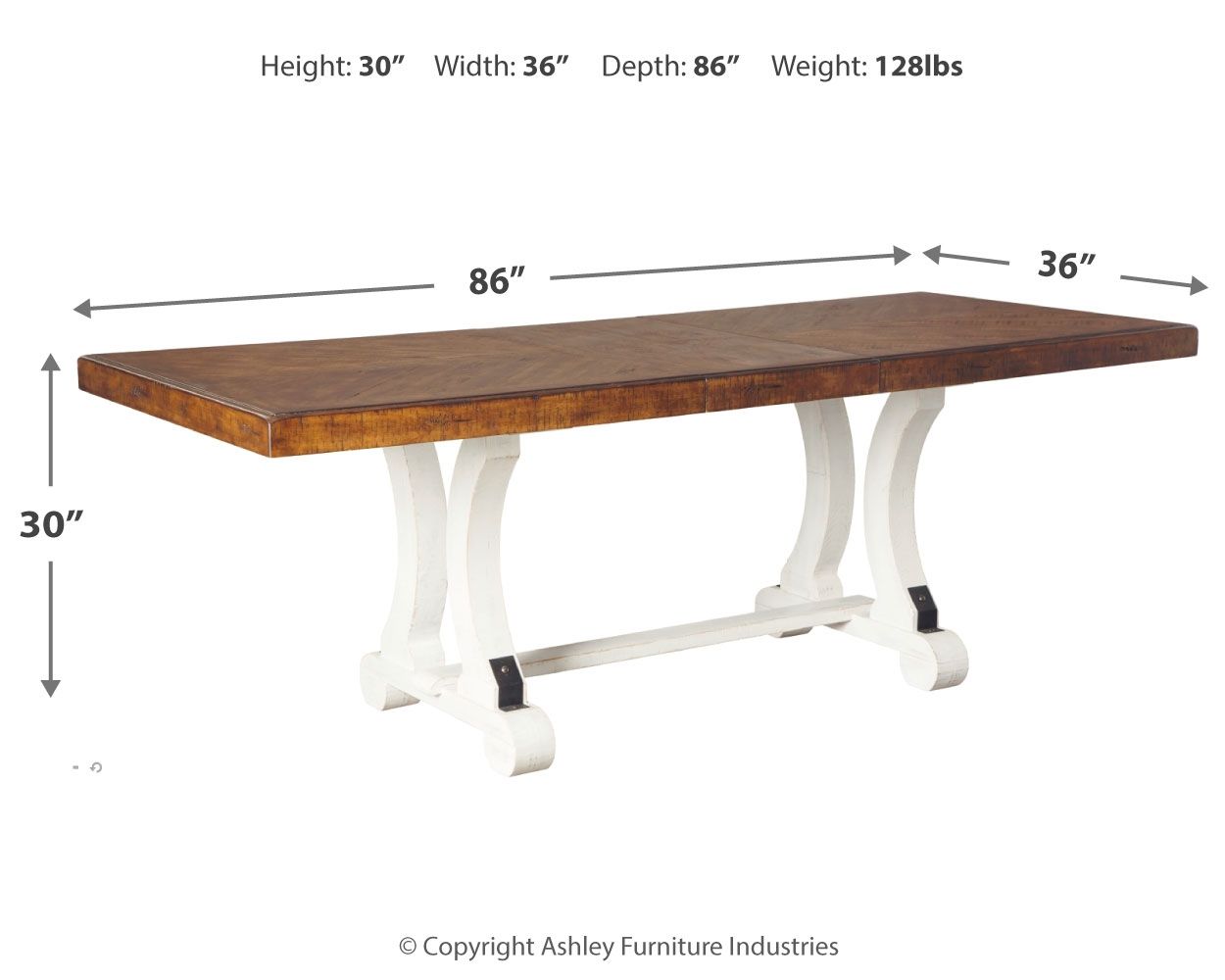 Signature Design by Ashley® Valebeck - White / Brown - Rectangular Dining Room Table | Meri Furniture