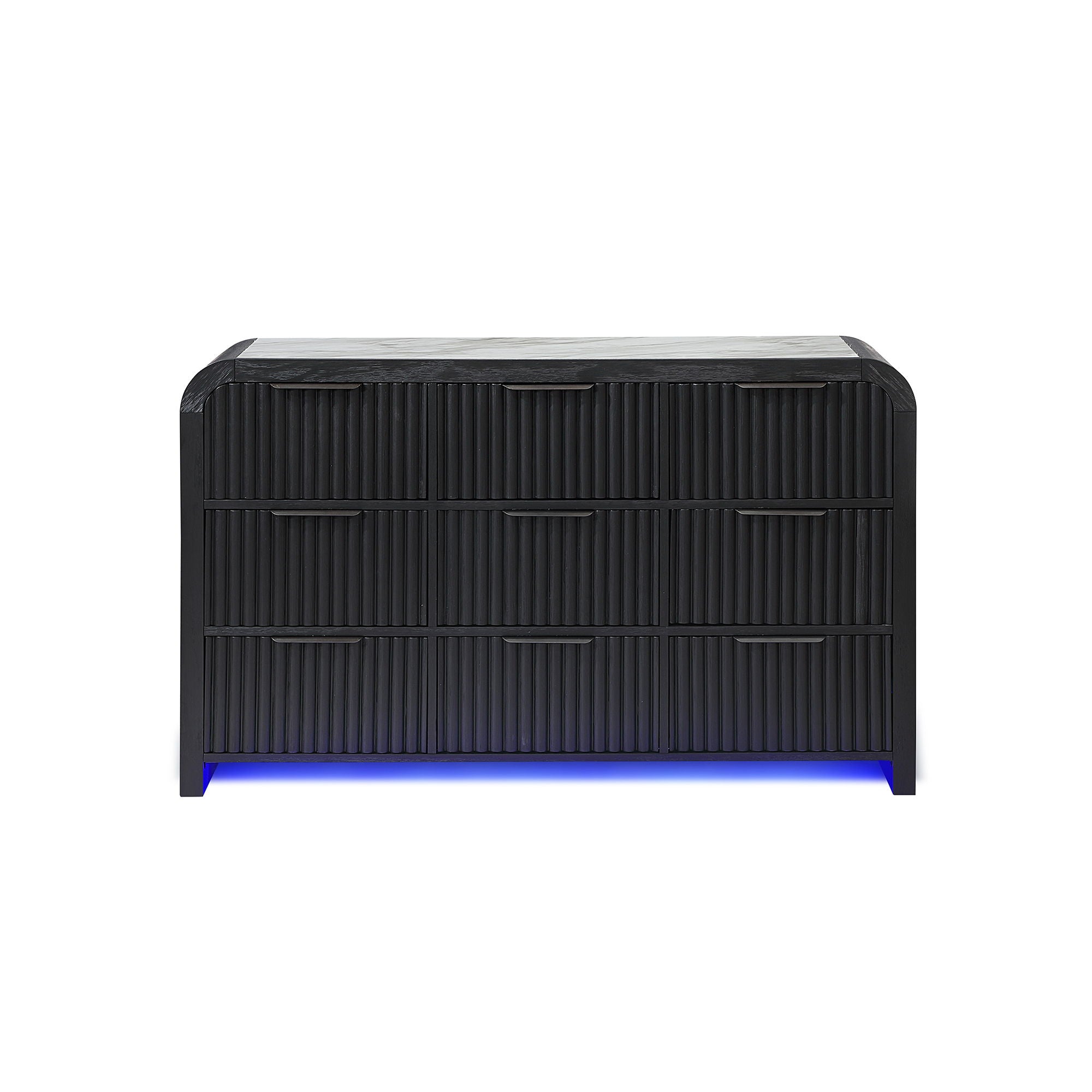 Beverly - Dresser With LED Light, Edge Pulls - White / Black