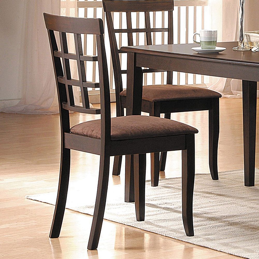 Cardiff - 18" Side Chair Set of 2) - Dark Brown Microfiber & Espresso