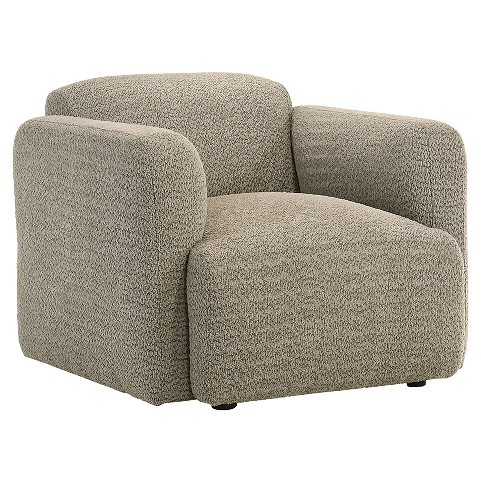 Dorset Fabric Upholstered Round Track Arm Accent Chair Brown