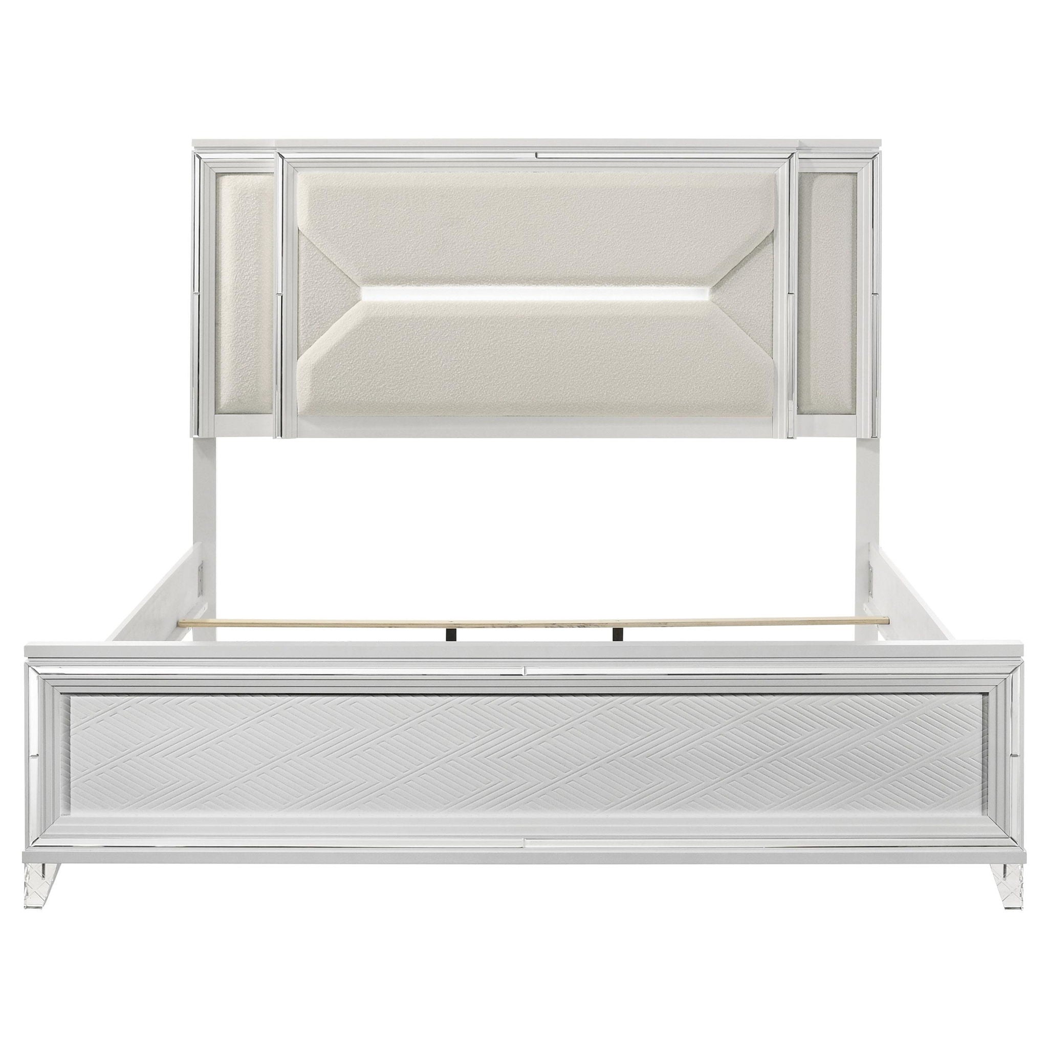Marmore 64-inch Eastern King Panel Bed LED Headboard White