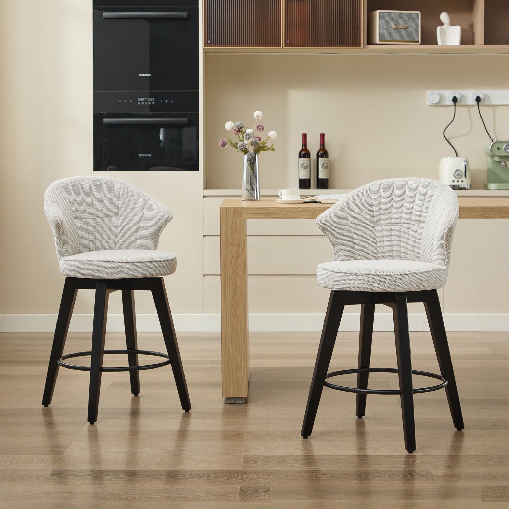 Wing Back Swivel Bar Stools (Set of 2)