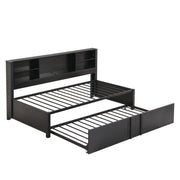 Industrial Metal Daybed With Trundle, Storage Shelves, USB Ports